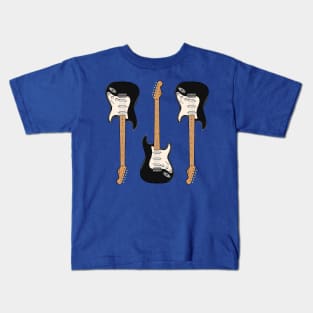 Triple Black Stratocaster Kids T-Shirt